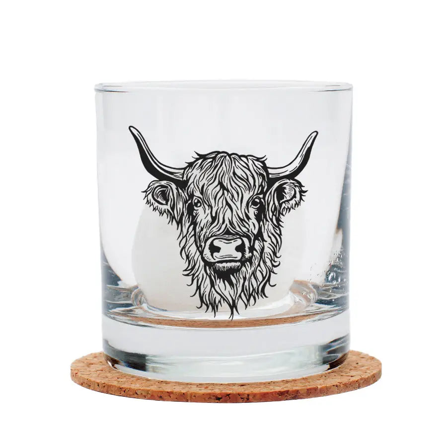 Highland Cow Rocks Glass - 100% Lead-Free