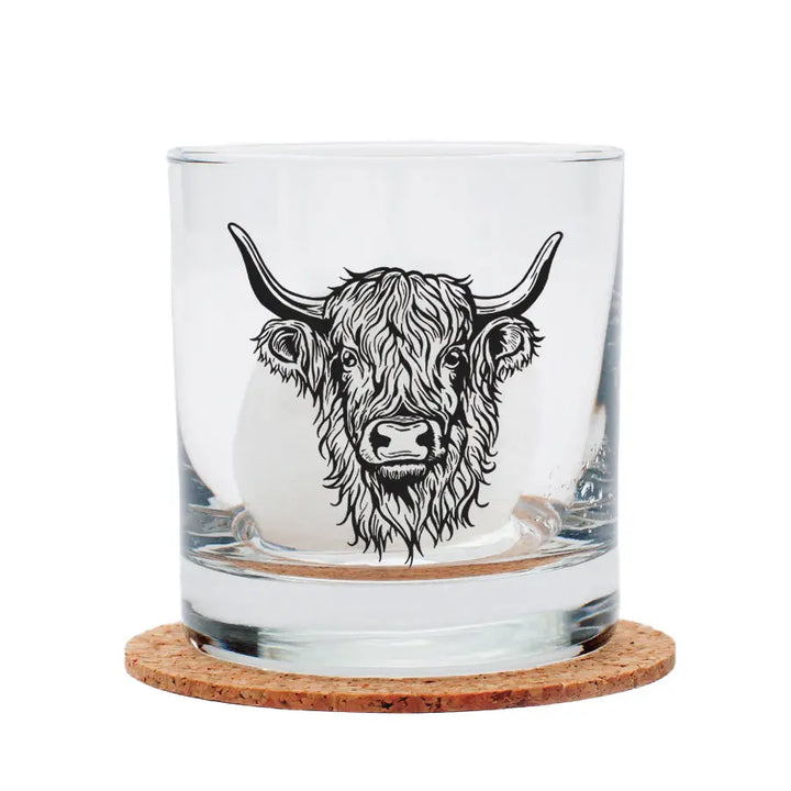 Highland Cow Rocks Glass - 100% Lead-Free