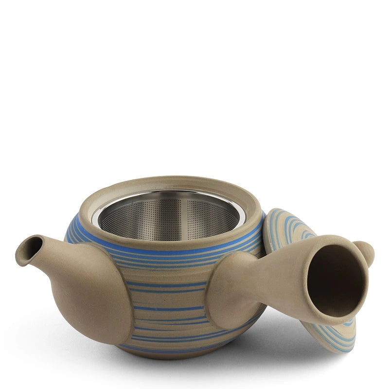 Japanese Blue Spiral Kyusu Teapot