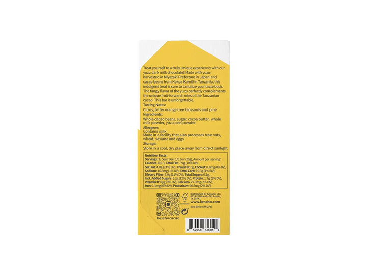 Japanese Yuzu 56% Dark Milk Chocolate Bar