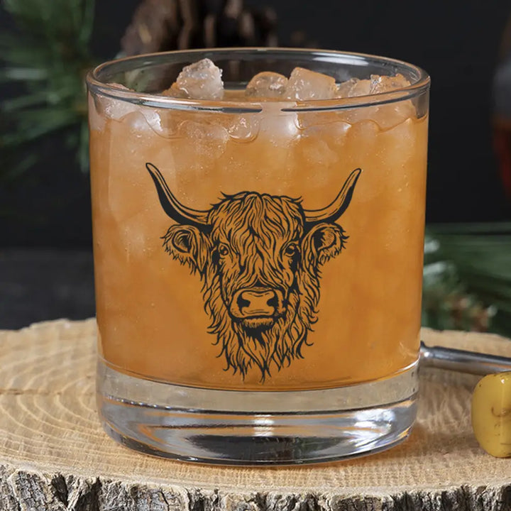 Highland Cow Rocks Glass - 100% Lead-Free