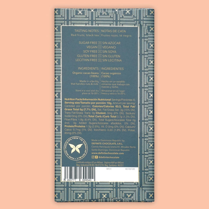 Definite - Dark Chocolate Bar Zorzal 100% Single Origin