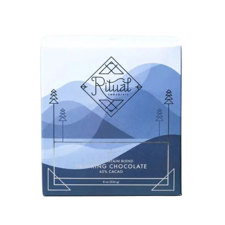 Chocolate packaging with mountain design and &