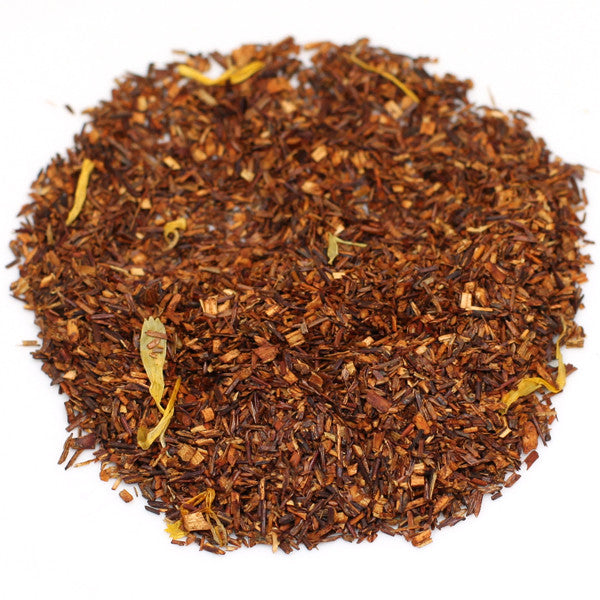 Peach Rooibos organic herbal tea loose leaf with dried apricot pieces, from Sullivan Street Tea and Spice Company