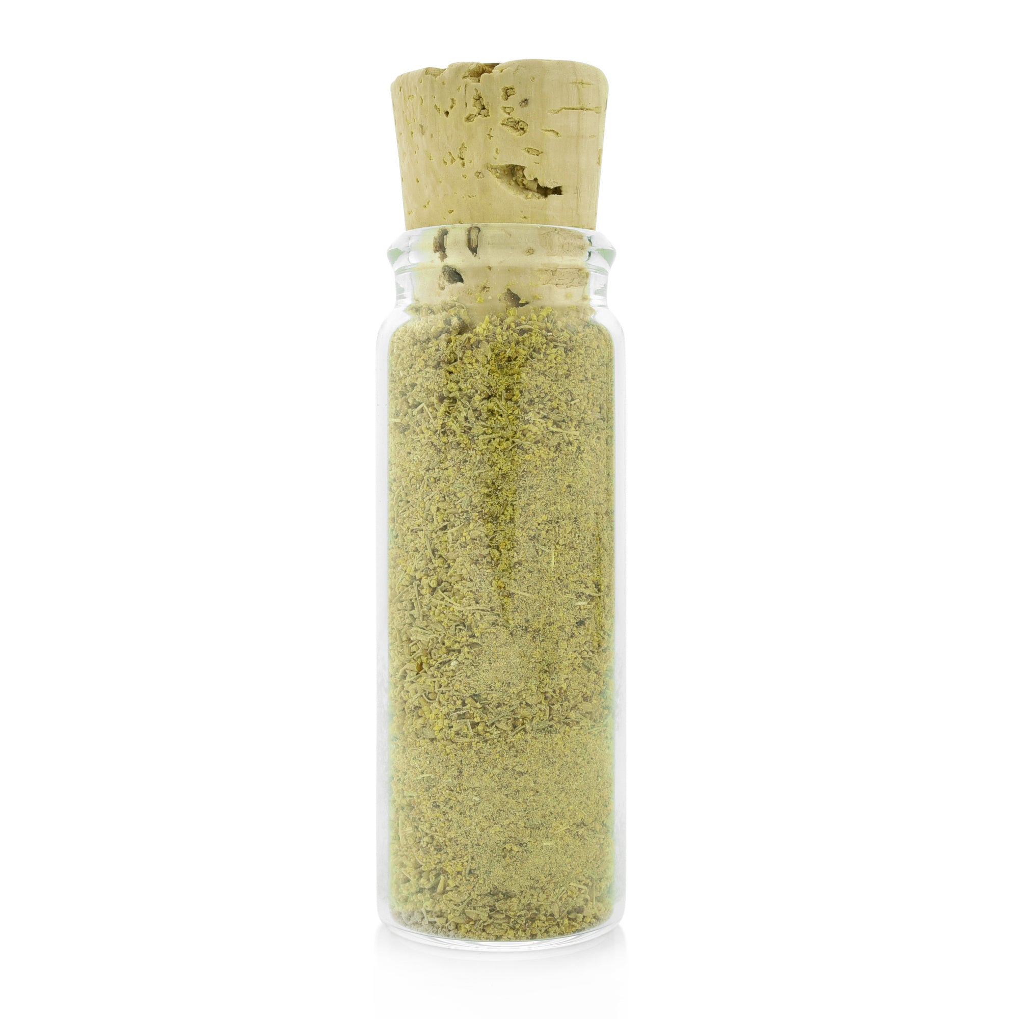 Wild-harvested fennel pollen in a glass vial